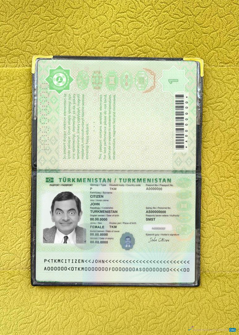 Download Turkmenistan passport 2020 present photolook Photoshop template